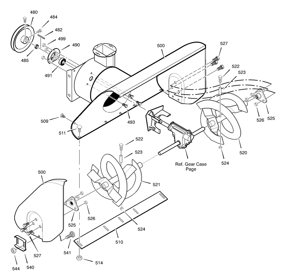 Auger Housing Diagram and Parts List for 624504X4B 2002 Briggs and Stratton Snow Blower